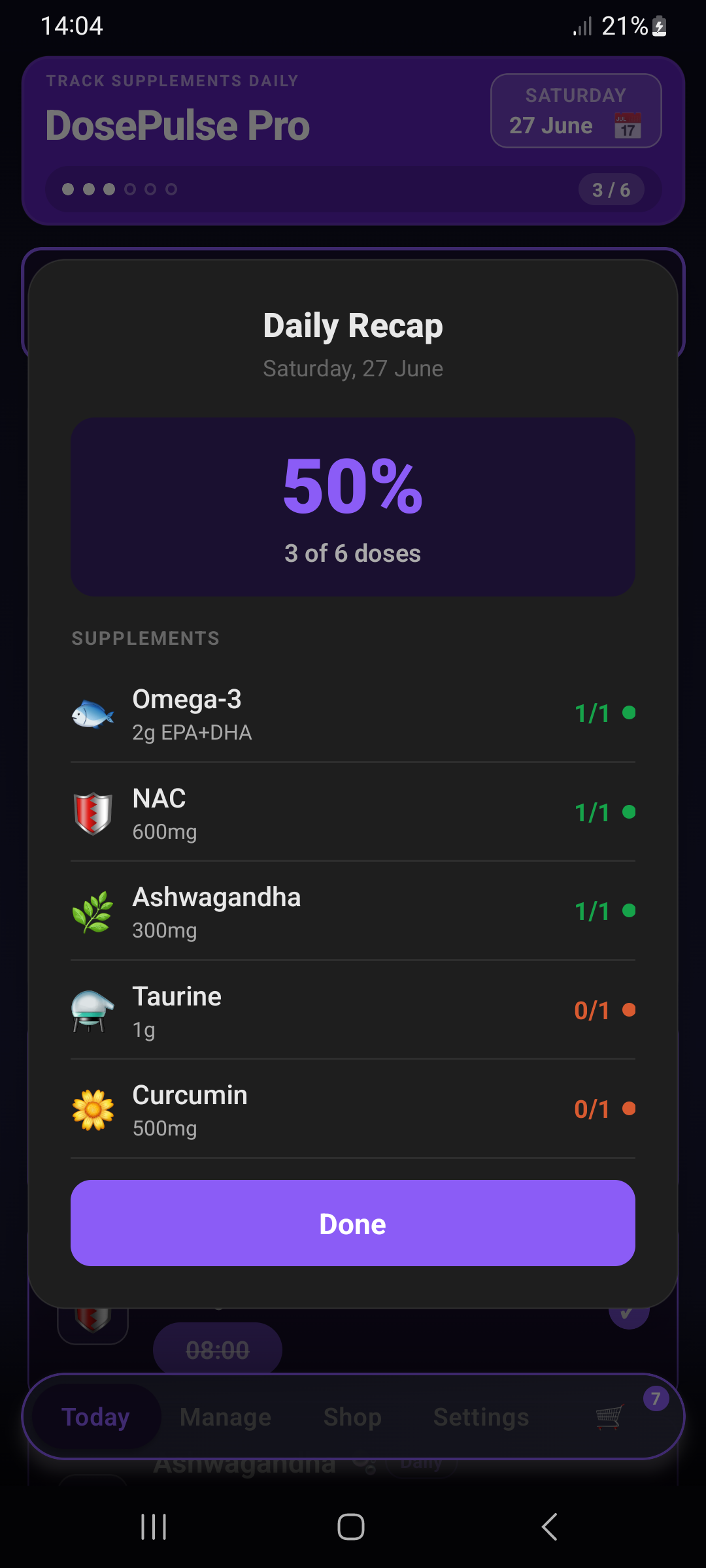 Daily recap — midnight theme